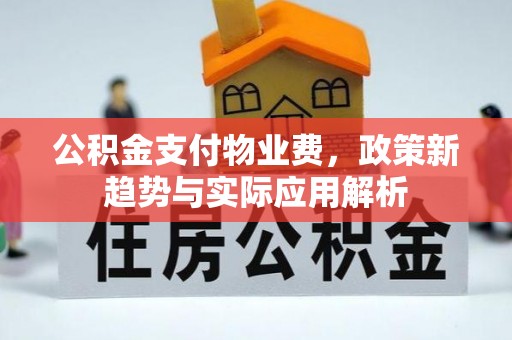 礁溪公积金支付物业费，政策新趋势与实际应用解析